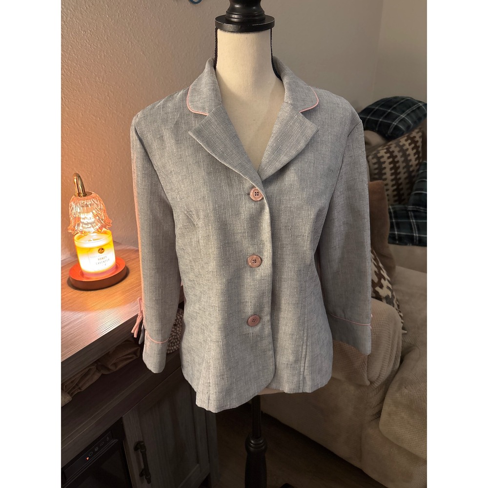 Sag Harbor dress women's blazer gray pink bows size 12